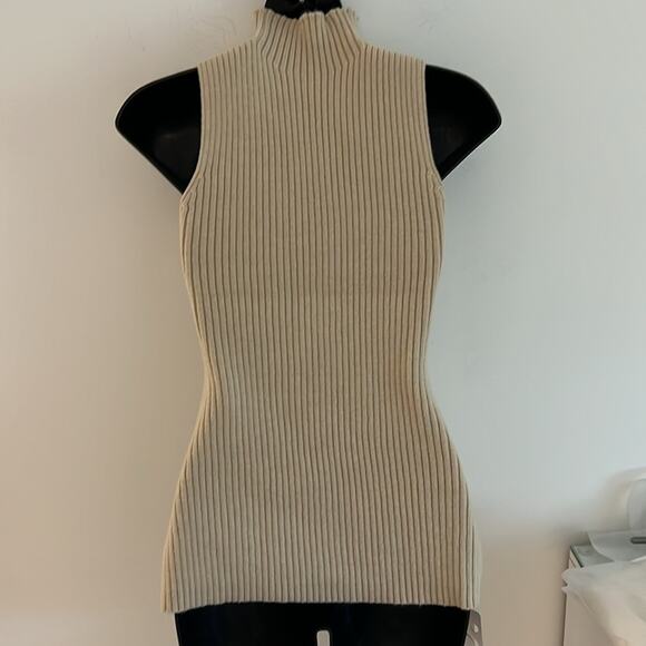 REVOLVE & MINIMALIST lovers COMMENSE camel mock neck ribbed sweater tank S - Picture 2 of 11